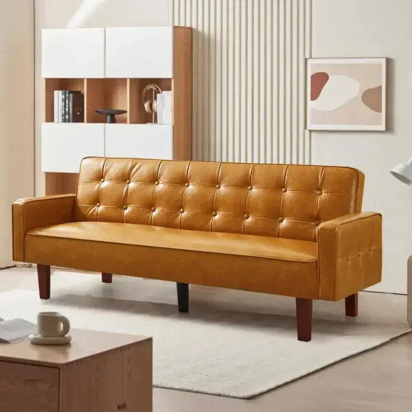 Faux Leather Futon Sofa Couch