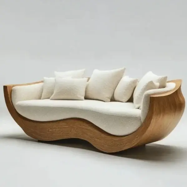 Luxury Convertible Upholstered Wood Sofa Set