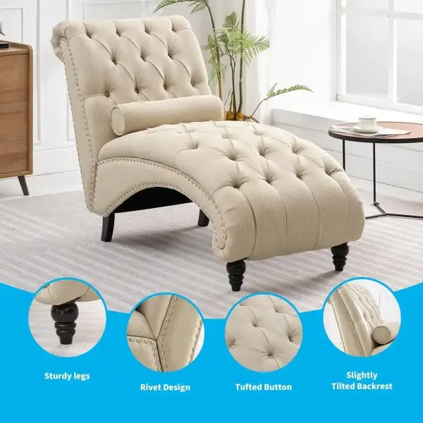 Indoor Linen Sofa Chaise Chair