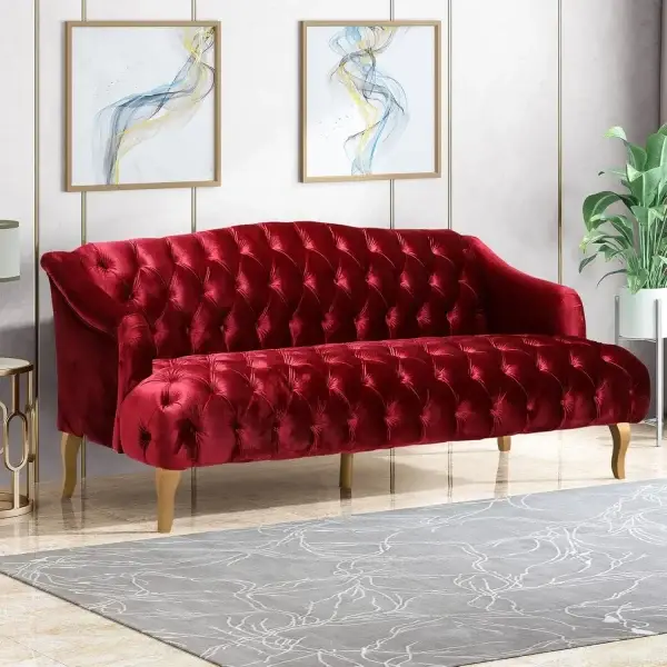 Modern Wingback Tufted Velvet Loveseat