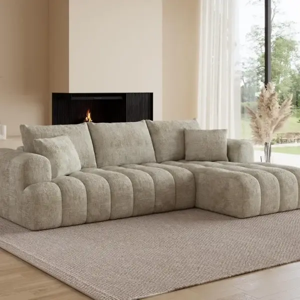 L-Shaped Sofa with Pillow 3 Seater