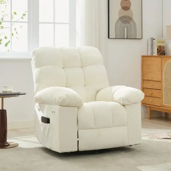 Swivel Rocking Recliner Chair With Extra Large Footrest