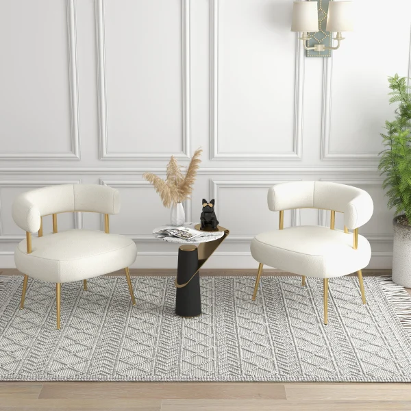 Mid Century Velvet Accent Chair with Golden Legs